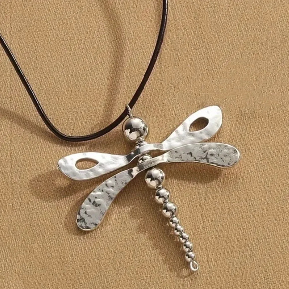 Dragonfly Vintage Statement Pendant Necklace, Bohemian, Boho, Tribal - Picture 5 of 5
